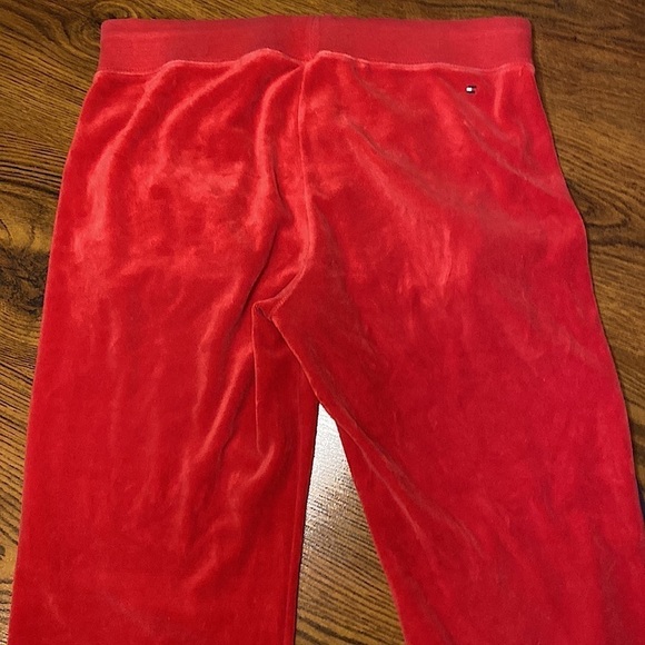 🌷 Tommy Hilfiger 🌷 Red Velour Straight Flare Leg Lounge Pants - Picture 6 of 10